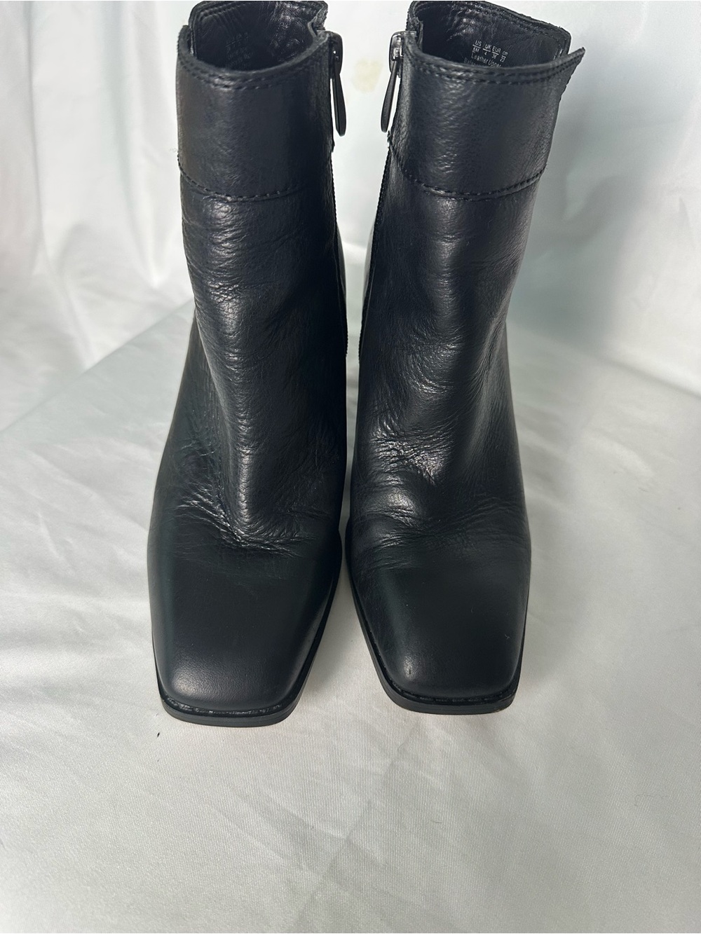 Franco Sarto Black Leather Ankle Boots Size 6M / EU 36 3” Heel